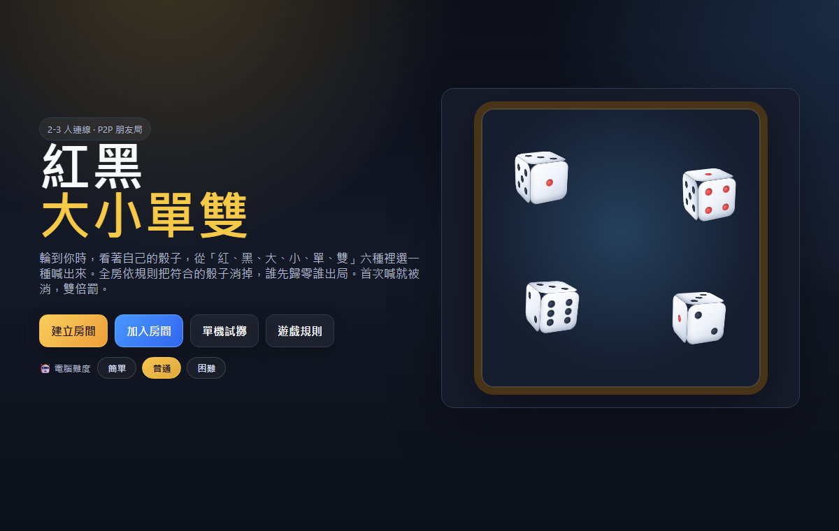 紅黑大小單雙派對骰子預覽